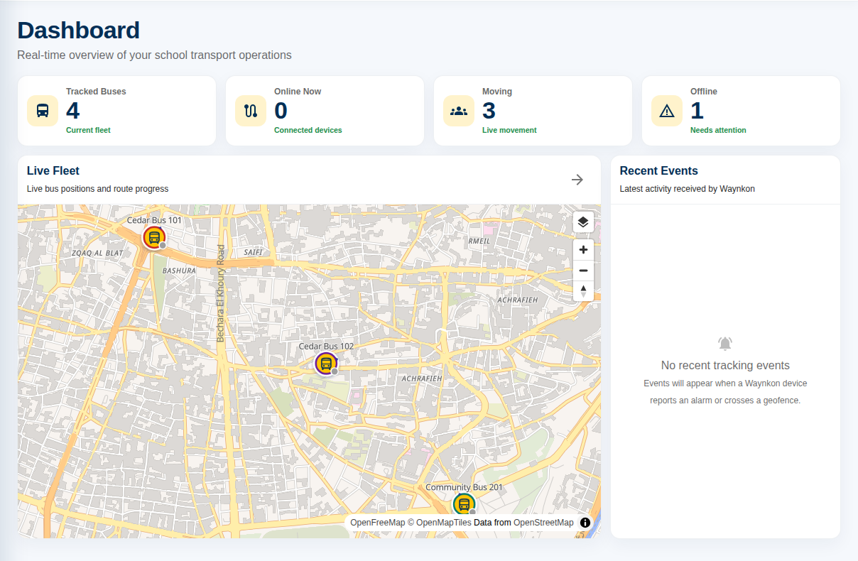 Waynkon school transportation operations dashboard